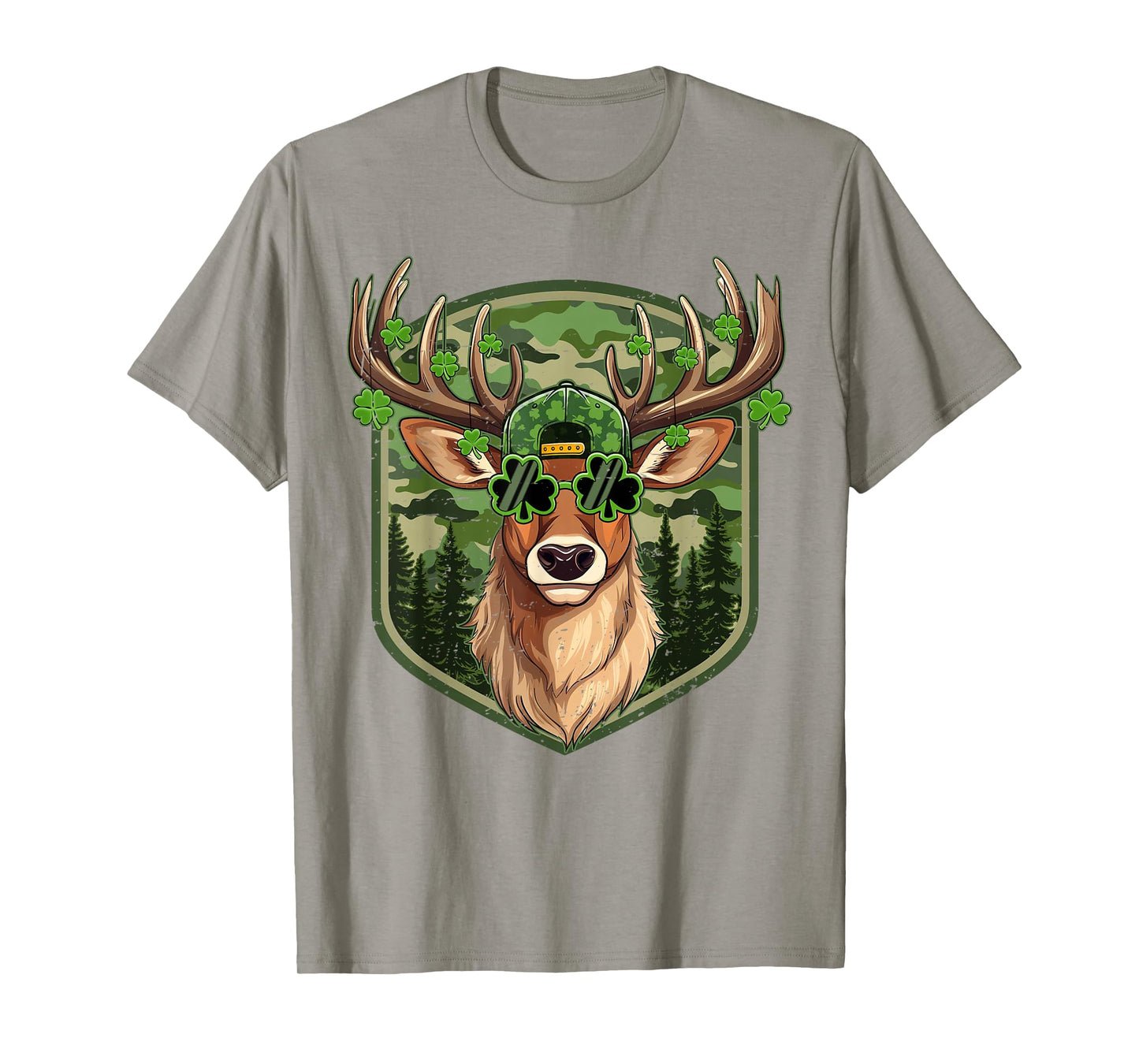 St Patricks Day Buck Camo Deer Retro Hunting Boys Cap Men T-Shirt