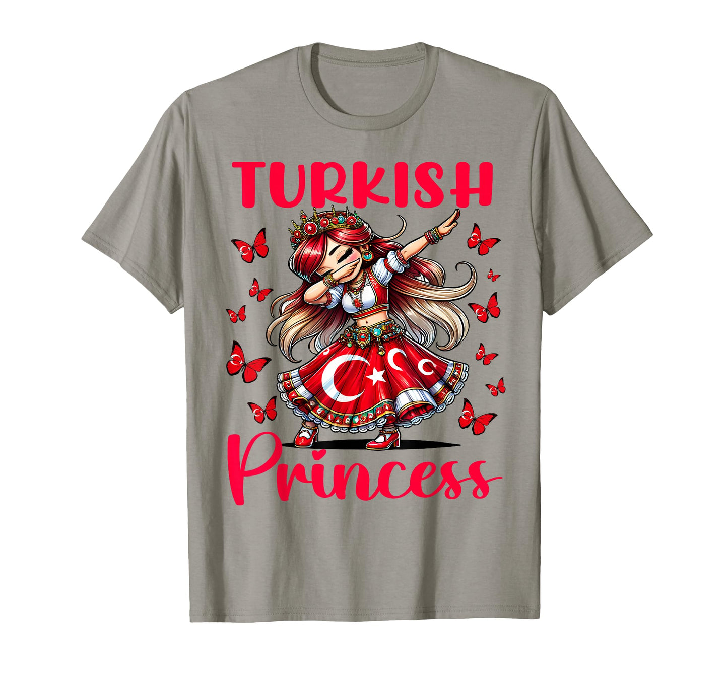 Turkish Princess Dab Girl Flag Dress Cultural Souvenir Kids T-Shirt
