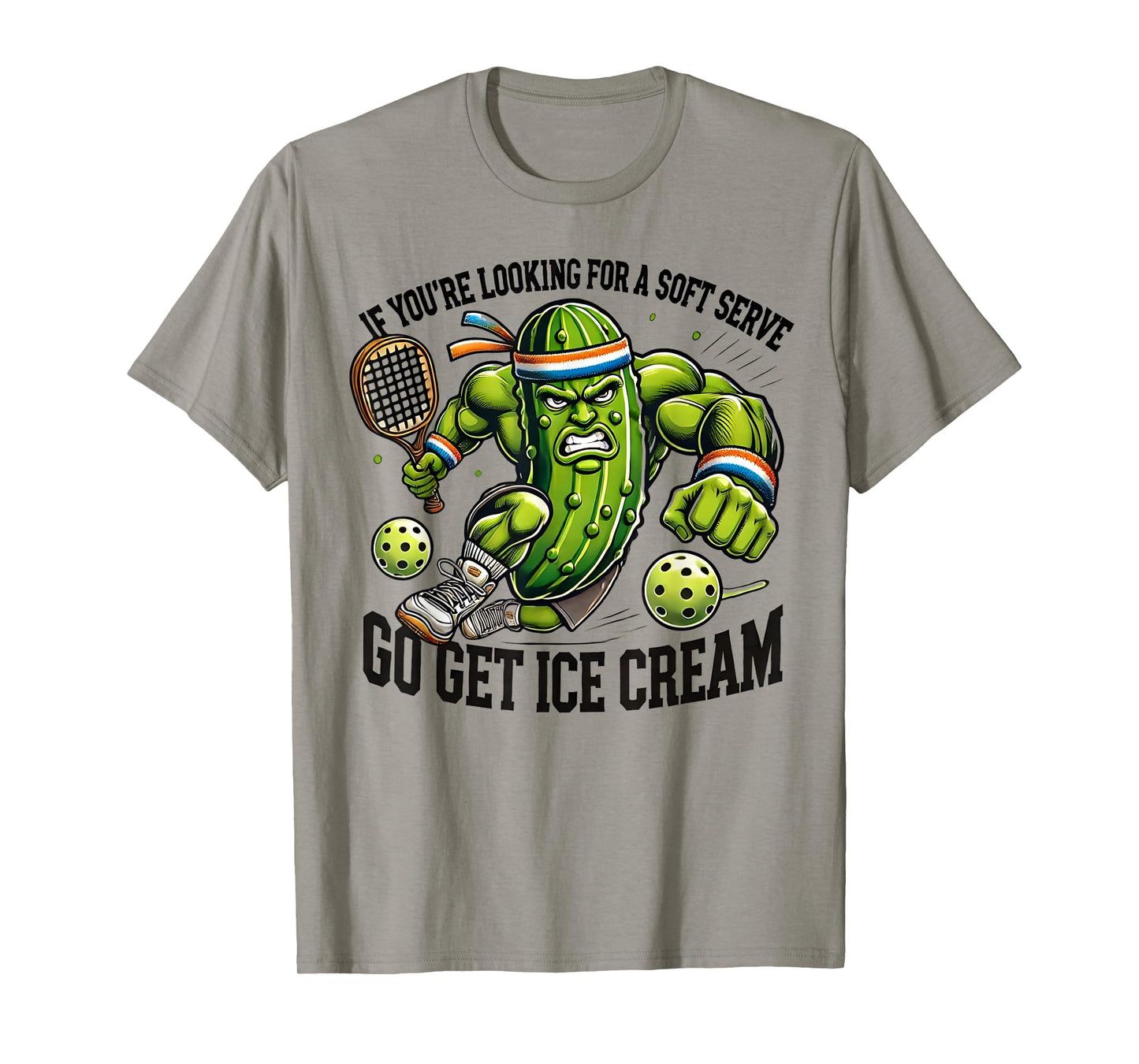 Funny Pickleball Lover Pun With a Pickle Playing Pickle Ball T-Shirt