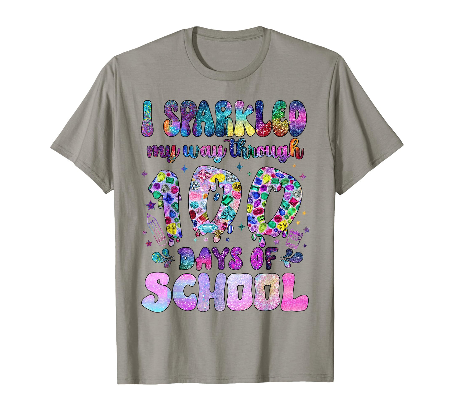 I Sparkled My Way Through 100 Days of School Girl Teacher T-Shirt