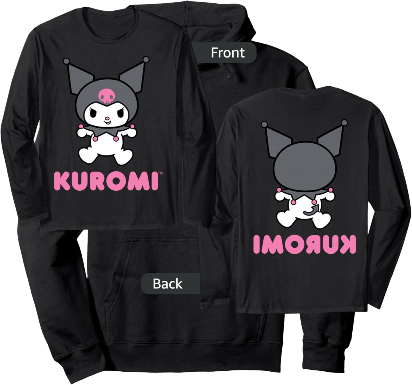 Kuromi Character Front and Back Hoodie - Hoodie | Black