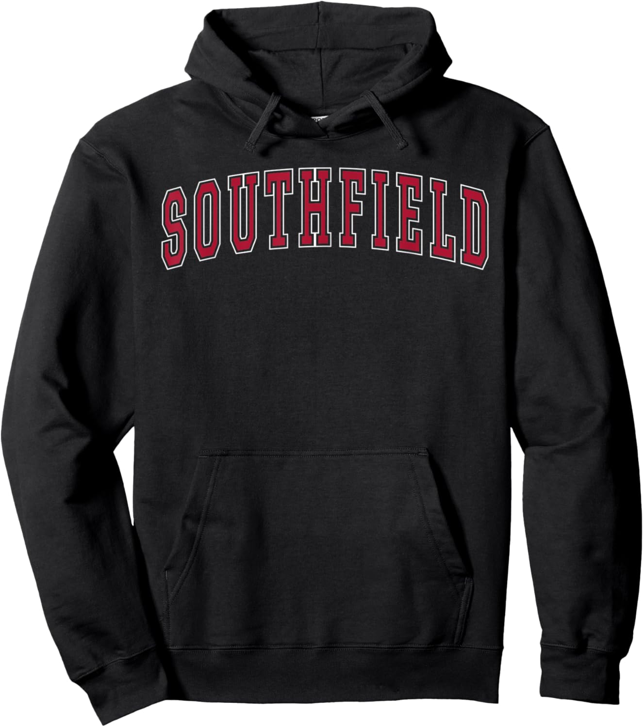 Southfield Michigan Souvenir Sport College Style Red Text Hoodie - Hoodie | Black