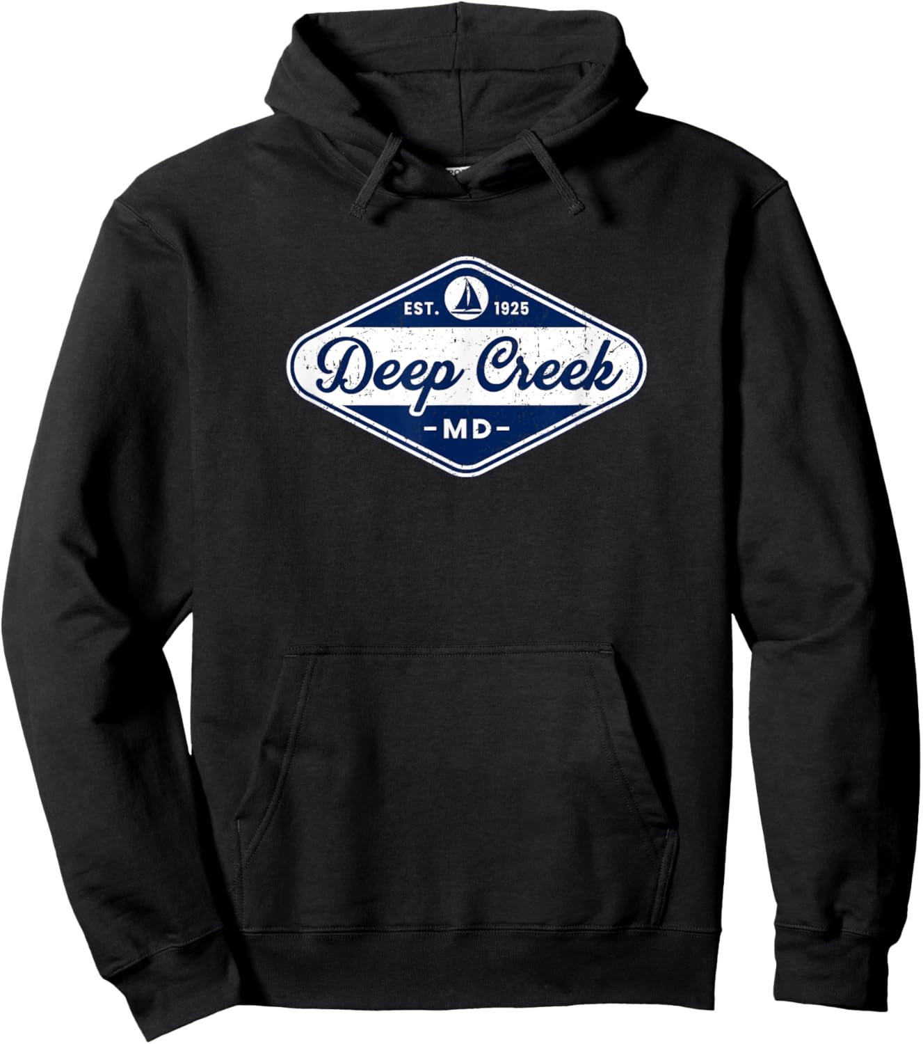 Retro Deep Creek MD Maryland Vintage Sailboat Lake Vacation Hoodie - Hoodie | Black