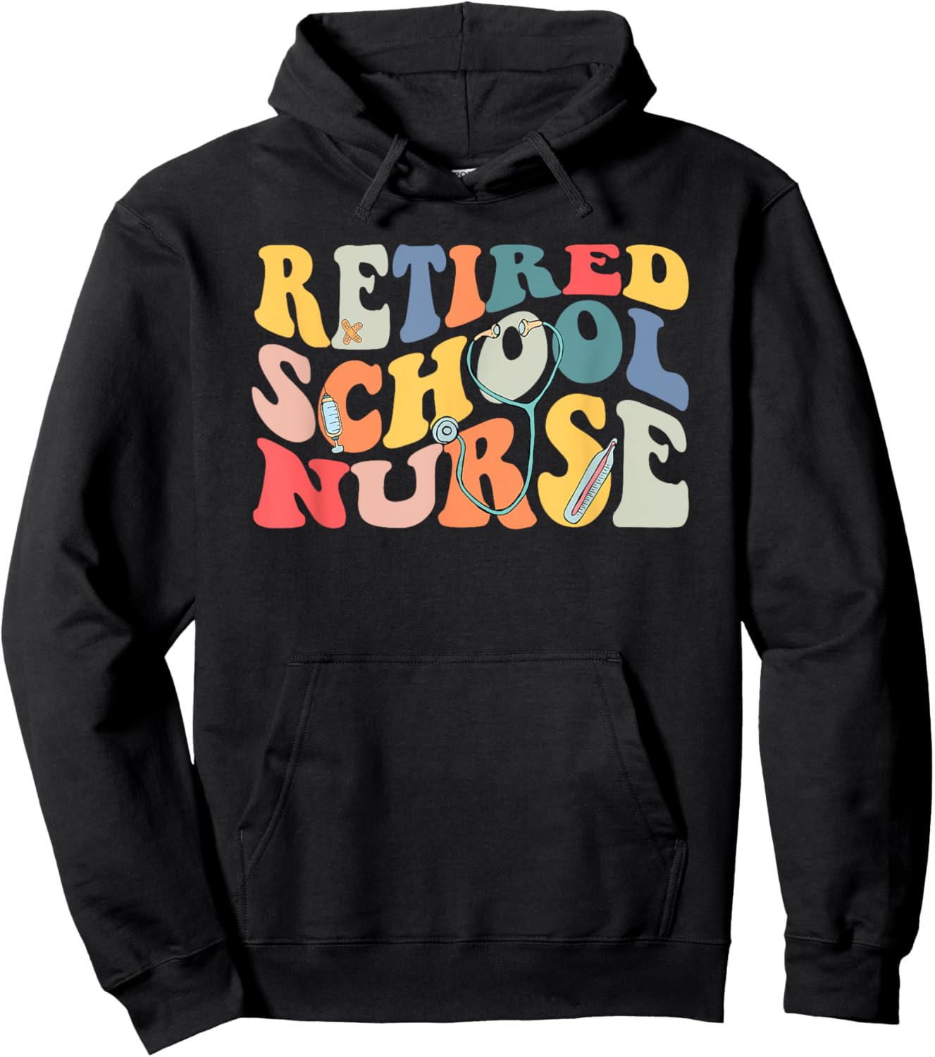 Retro Vintage Retired School Nurse Retirement Party Hoodie - Hoodie | Black