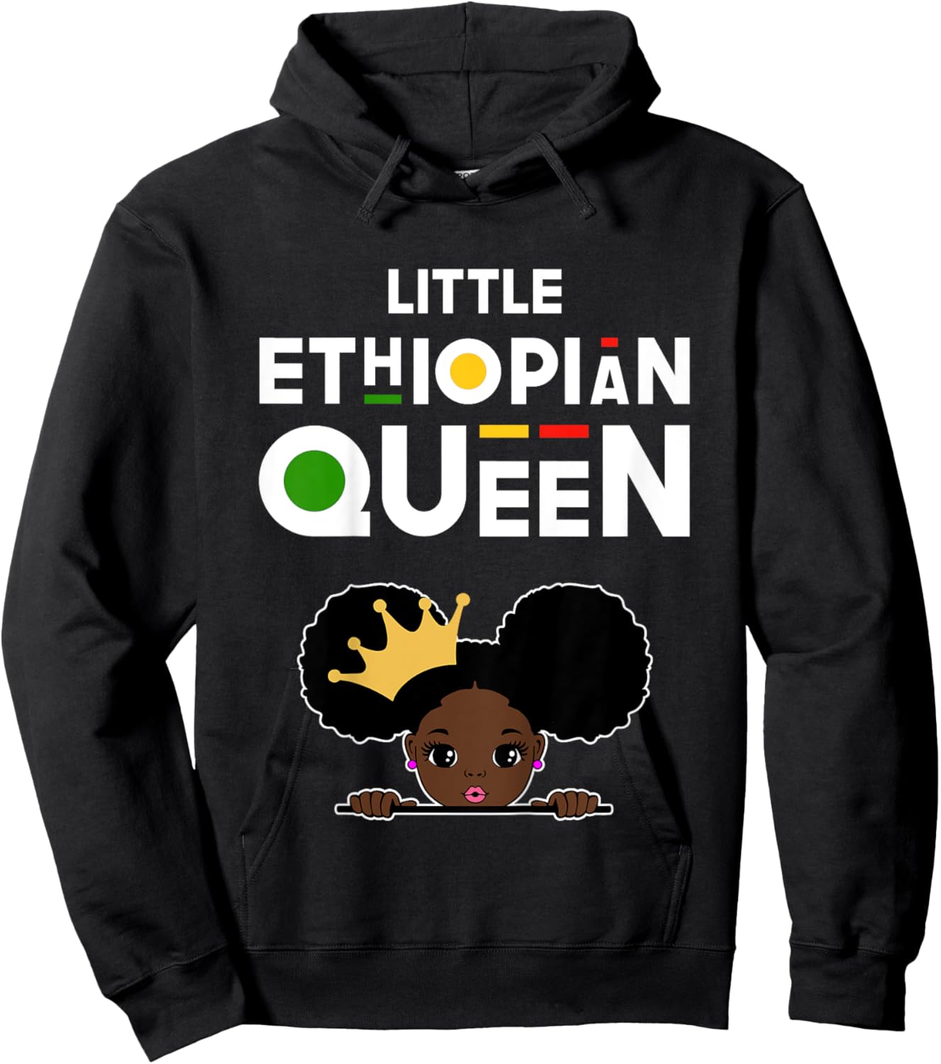 Little Ethiopian Queen Shirt Girls Ethiopian Flag Ethiopia Hoodie - Hoodie | Black