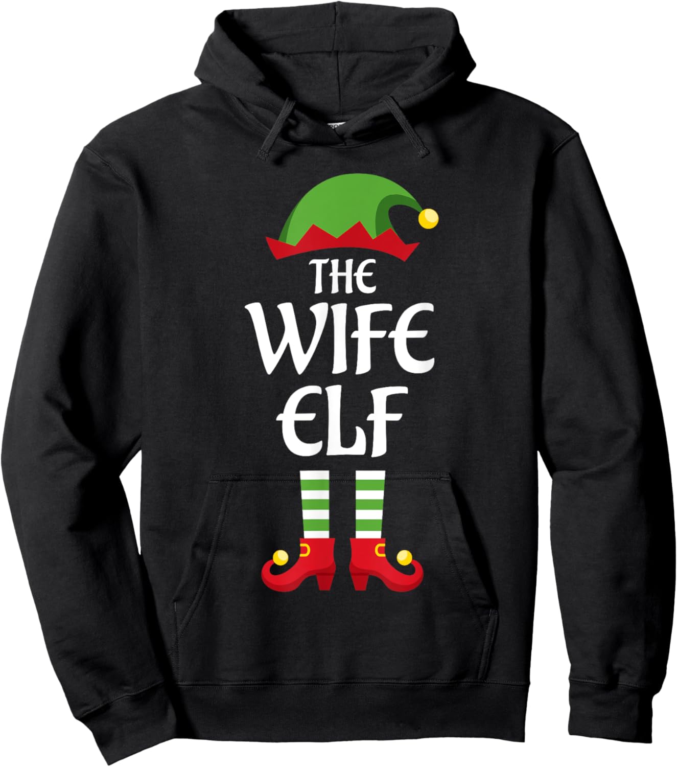 Wife Elf Family Matching Group Christmas Hoodie - Hoodie | Black