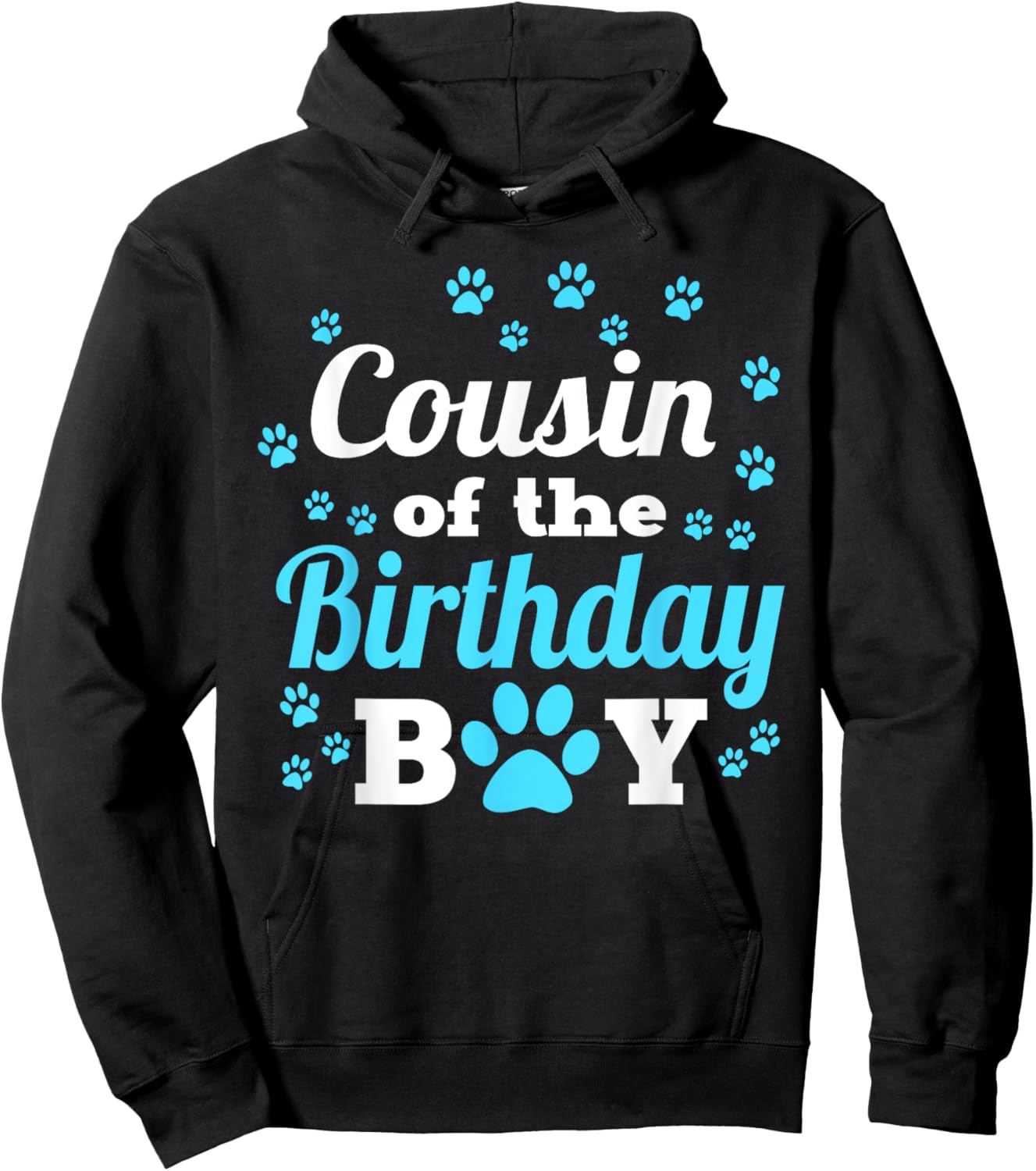 Cousin Of The Birthday Boy Dog Paw Bday Party Celebration Hoodie - Hoodie | Black