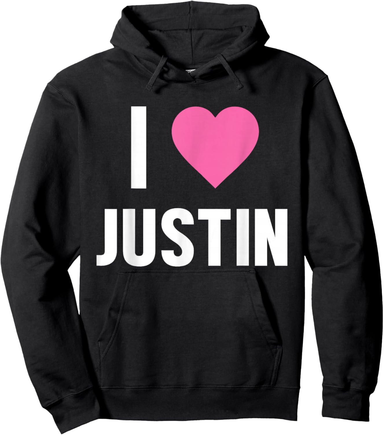 Classic I Love Justin Pink Heart Hoodie - Hoodie | Black