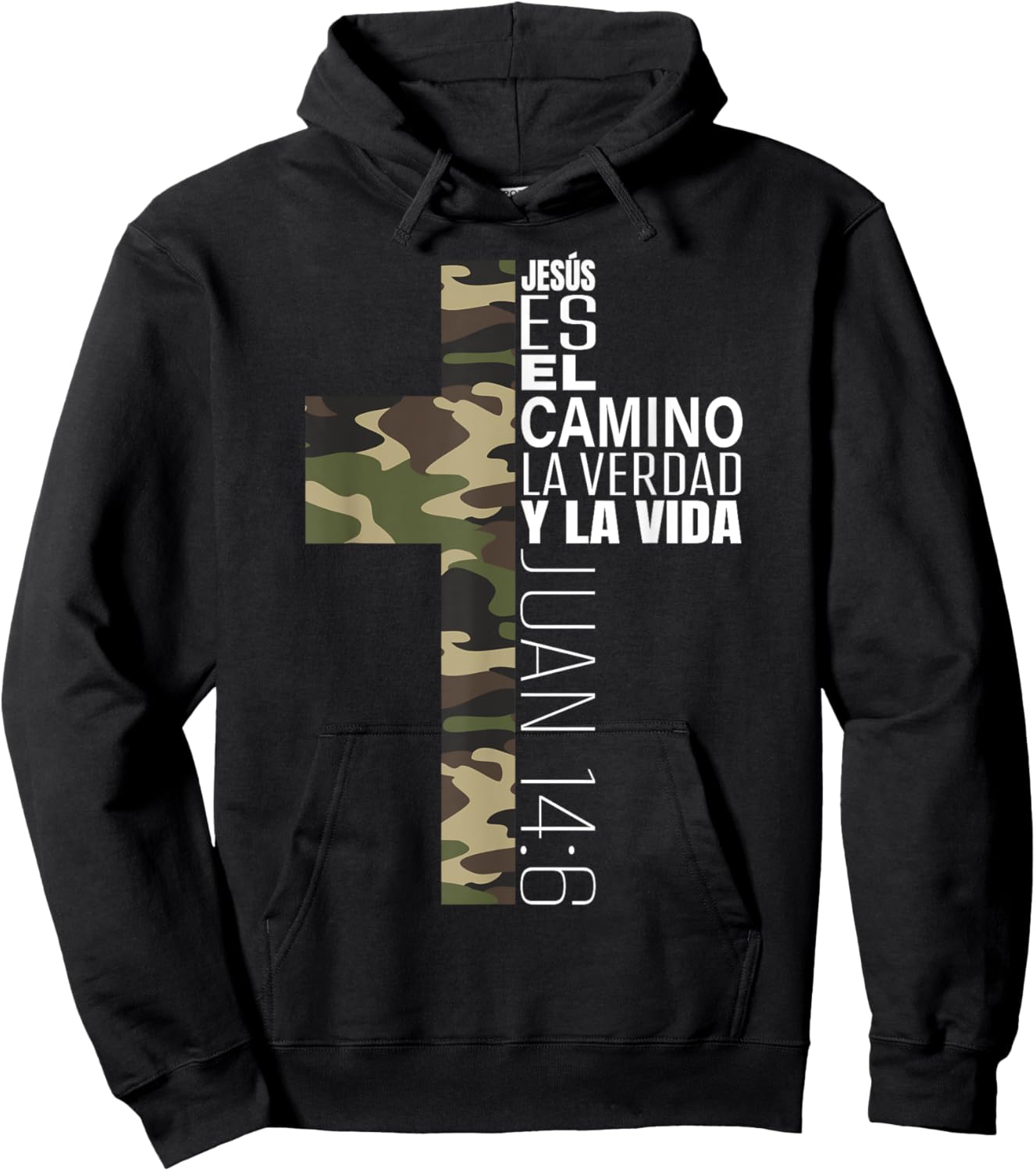 Jesus Christian Spanish Gifts Men Religious Verse Camo Cross Hoodie - Hoodie | Black