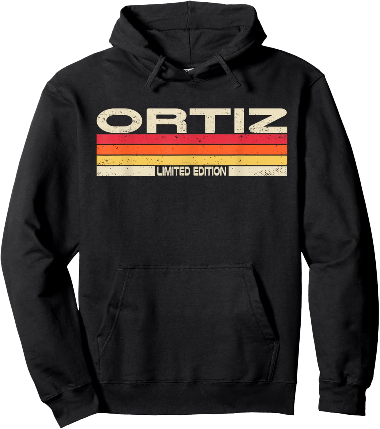 Ortiz Surname Birthday Family Reunion 80s 90s Sunset Hoodie - Hoodie | Black