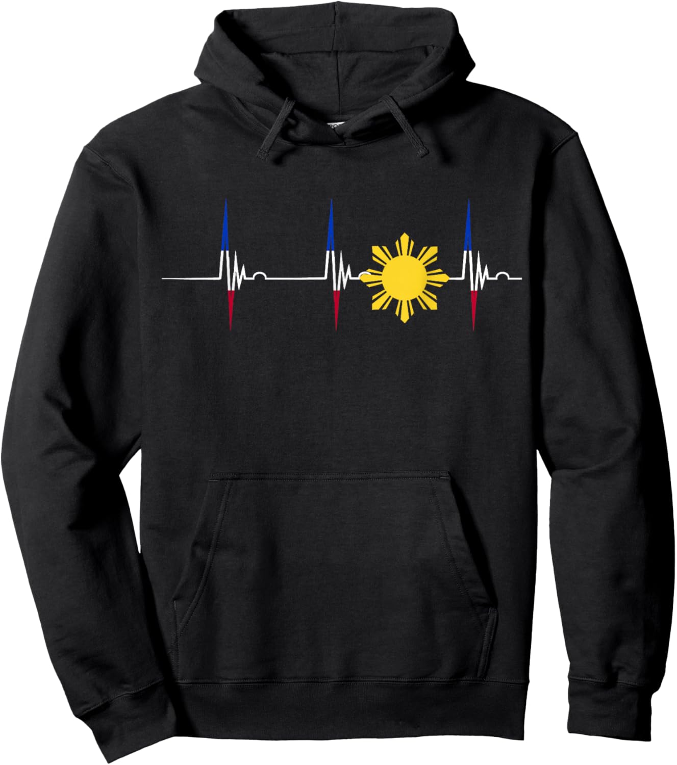 Philippines Heartbeat Pulse EKG Filipino Sun Pilipinas Hoodie - Hoodie | Black