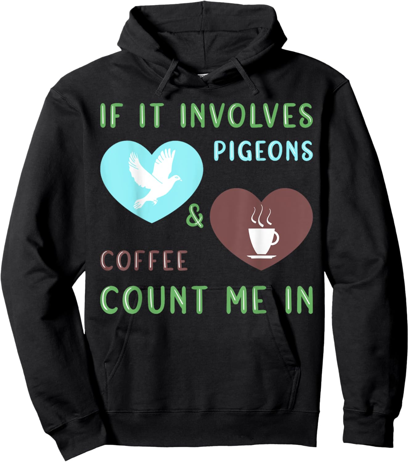 Coffee & Pigeons Funny Pigeon Lover Hoodie - Hoodie | Black