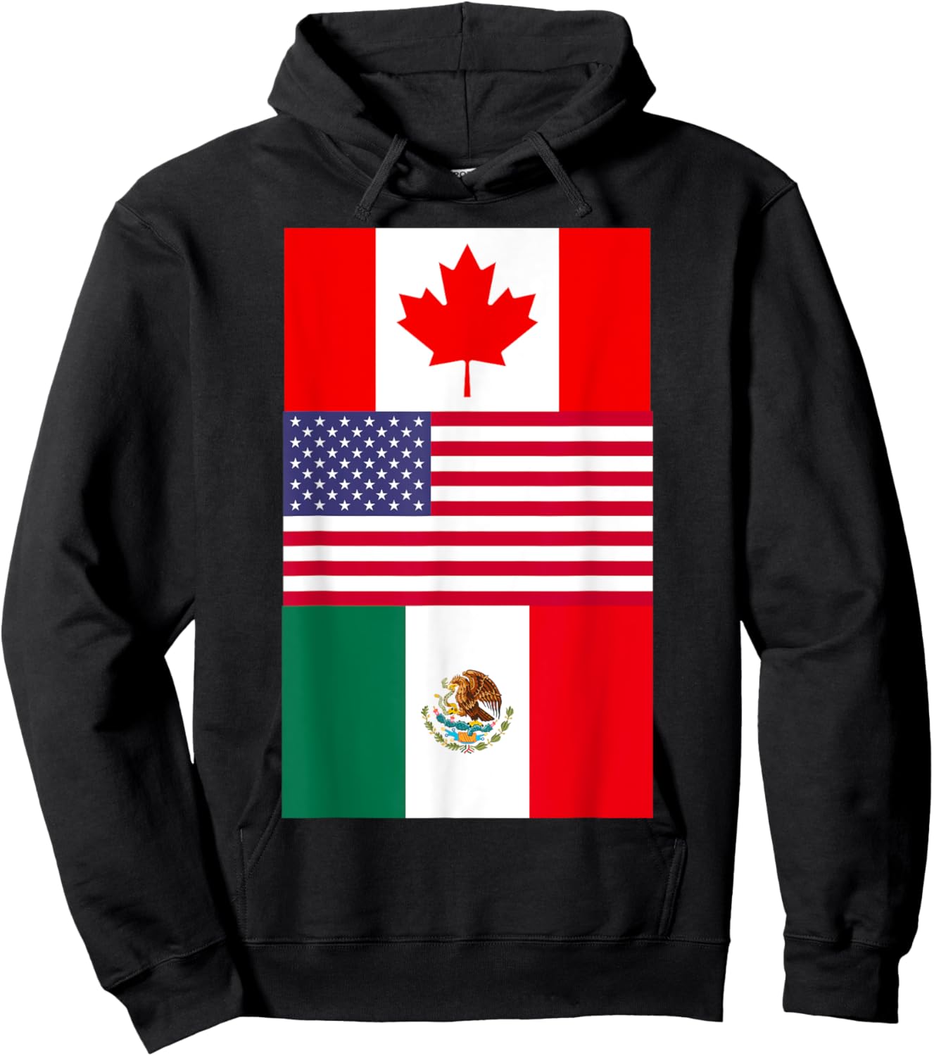 Canada USA Mexico North America Flags Hoodie - Hoodie | Black