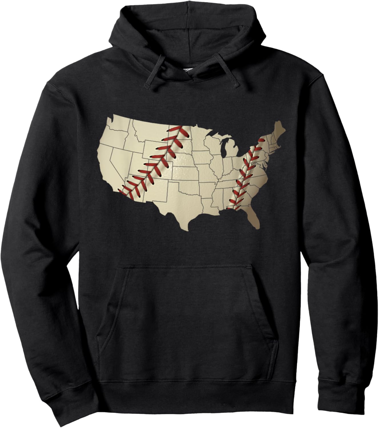 Vintage America BASEBALL Team US Country Ball Map Merica Fan Hoodie - Hoodie | Black