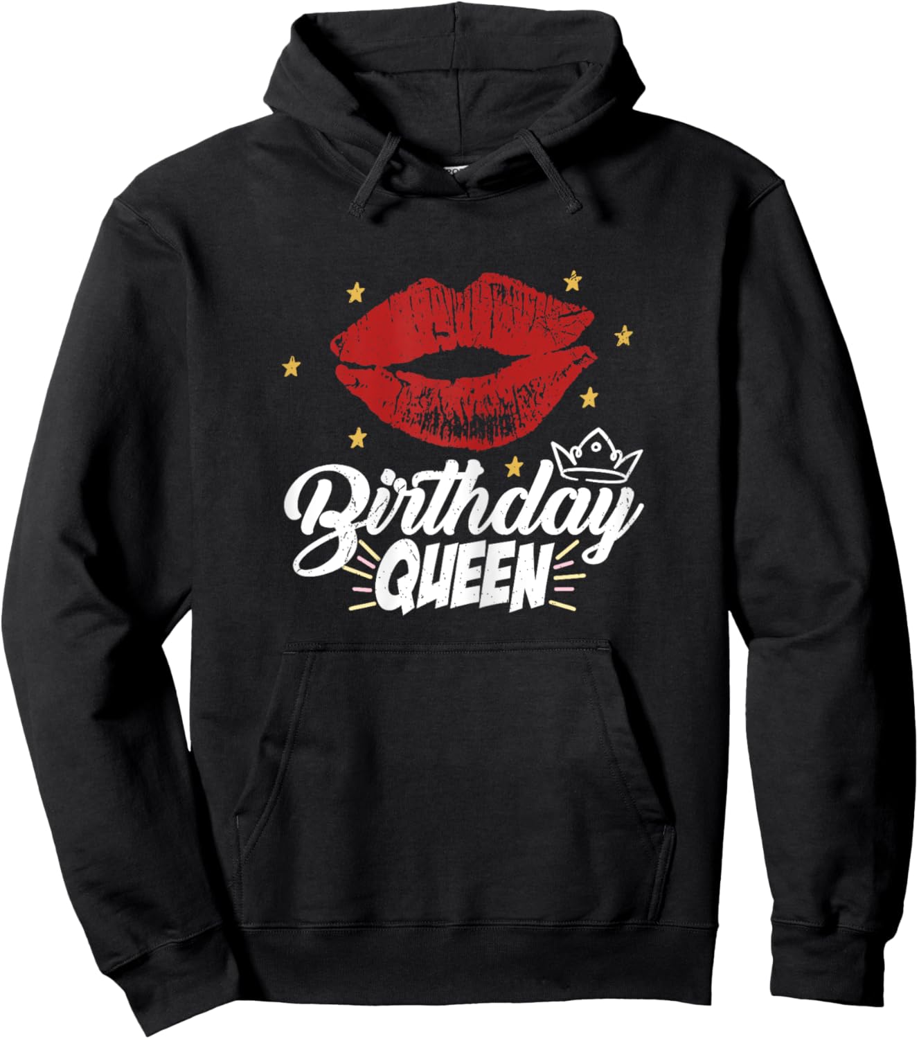 Birthday Queen Red Lipps Hoodie - Hoodie | Black