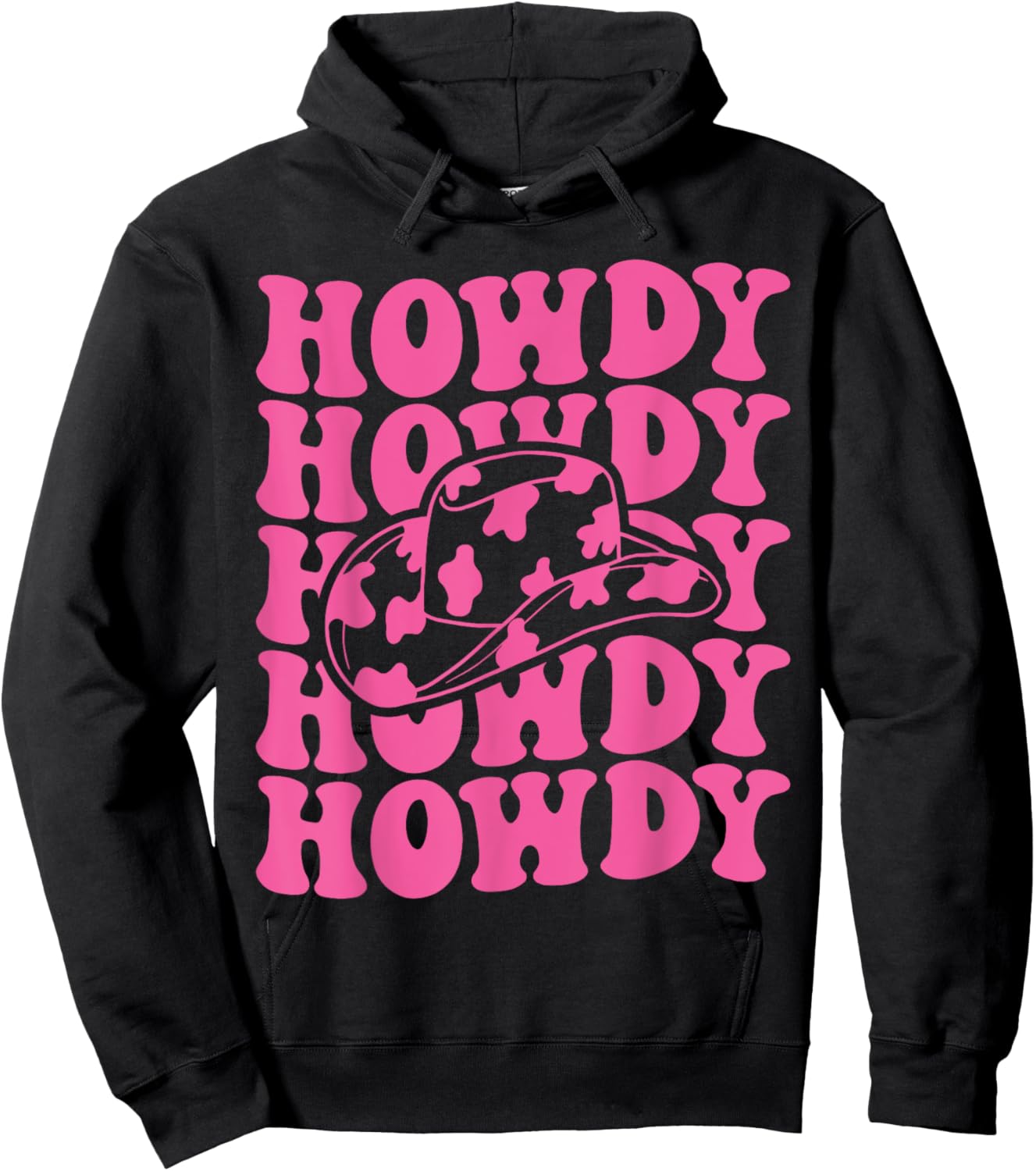 Rodeo White Howdy Western Retro Cowboy Hat Southern Cowgirl Hoodie - Hoodie | Black