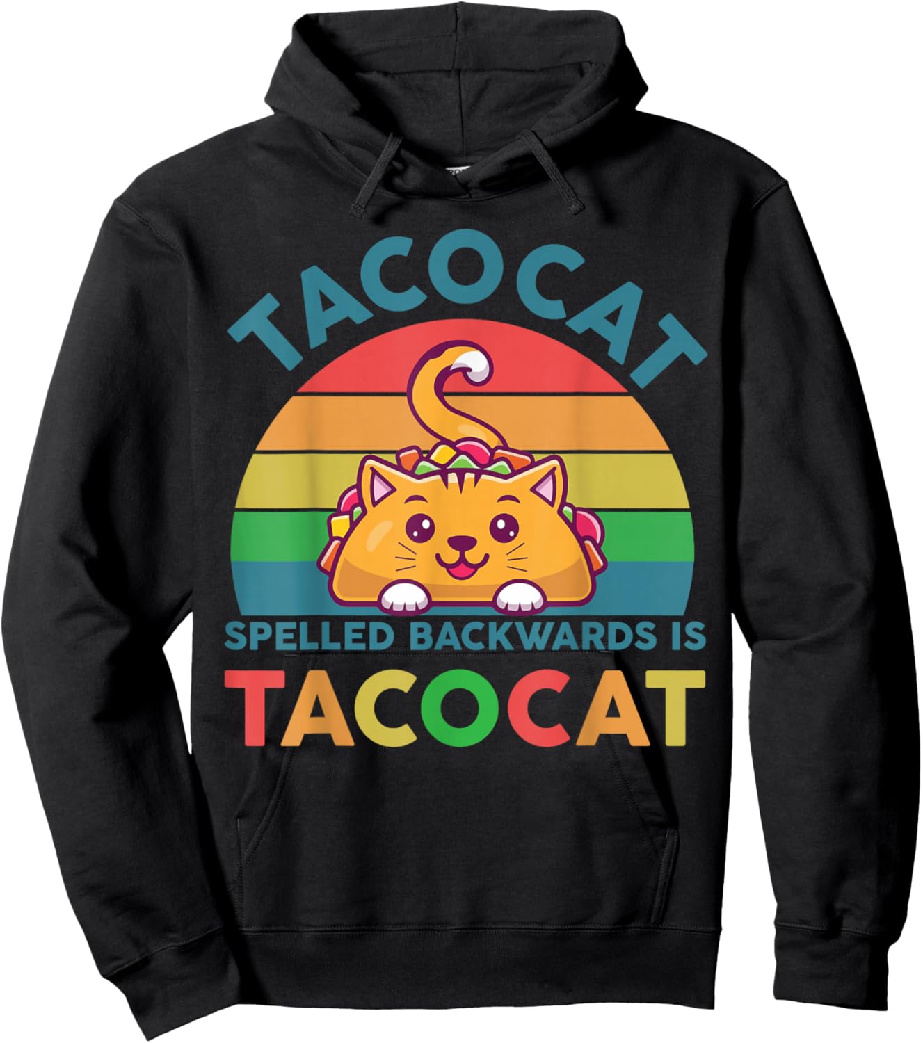 Taco-Shirt Women Men Youth Cute Spelled Backwards Taco-Cat Hoodie - Hoodie | Black