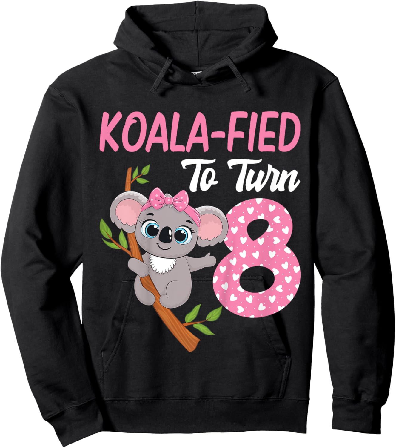 8 Year Old Koala 8th Birthday Party Animal Koala Lover Hoodie - Hoodie | Black