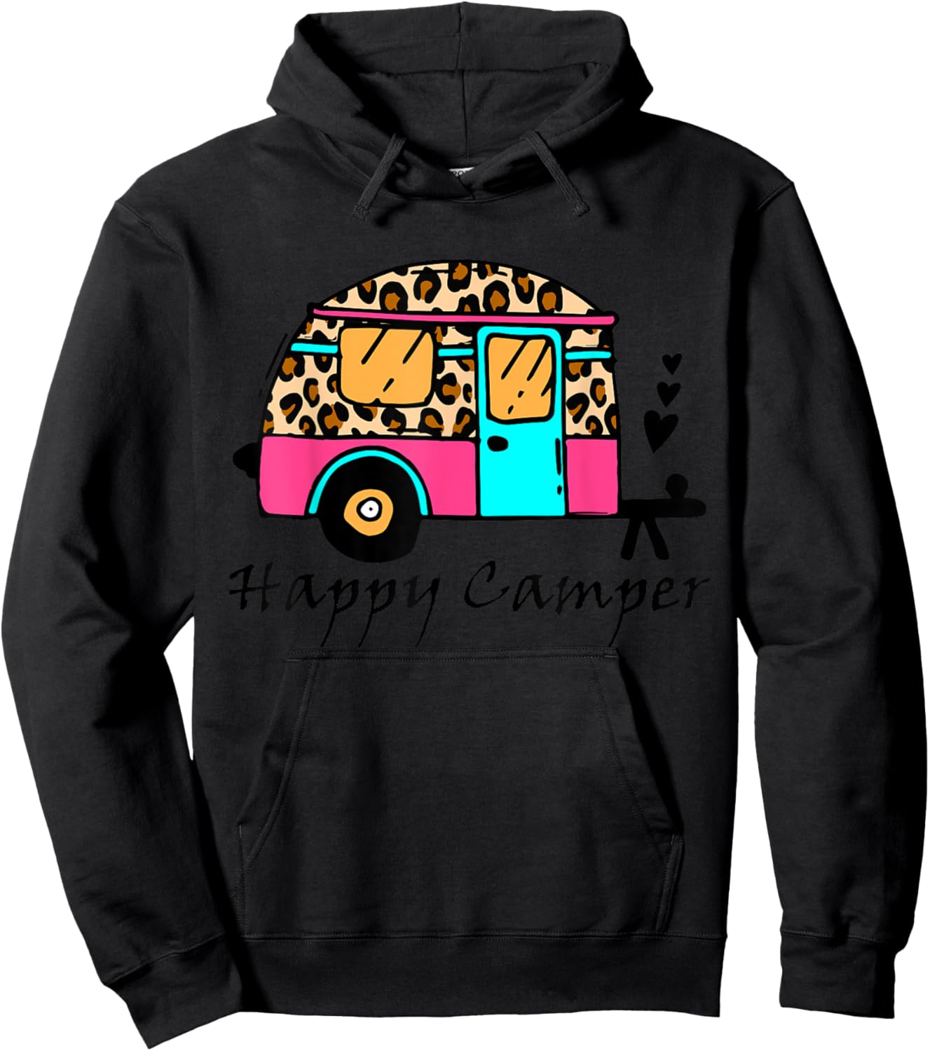 Camper happy summer camp camping leopard funny glamping Men Women Hoodie - Hoodie | Black