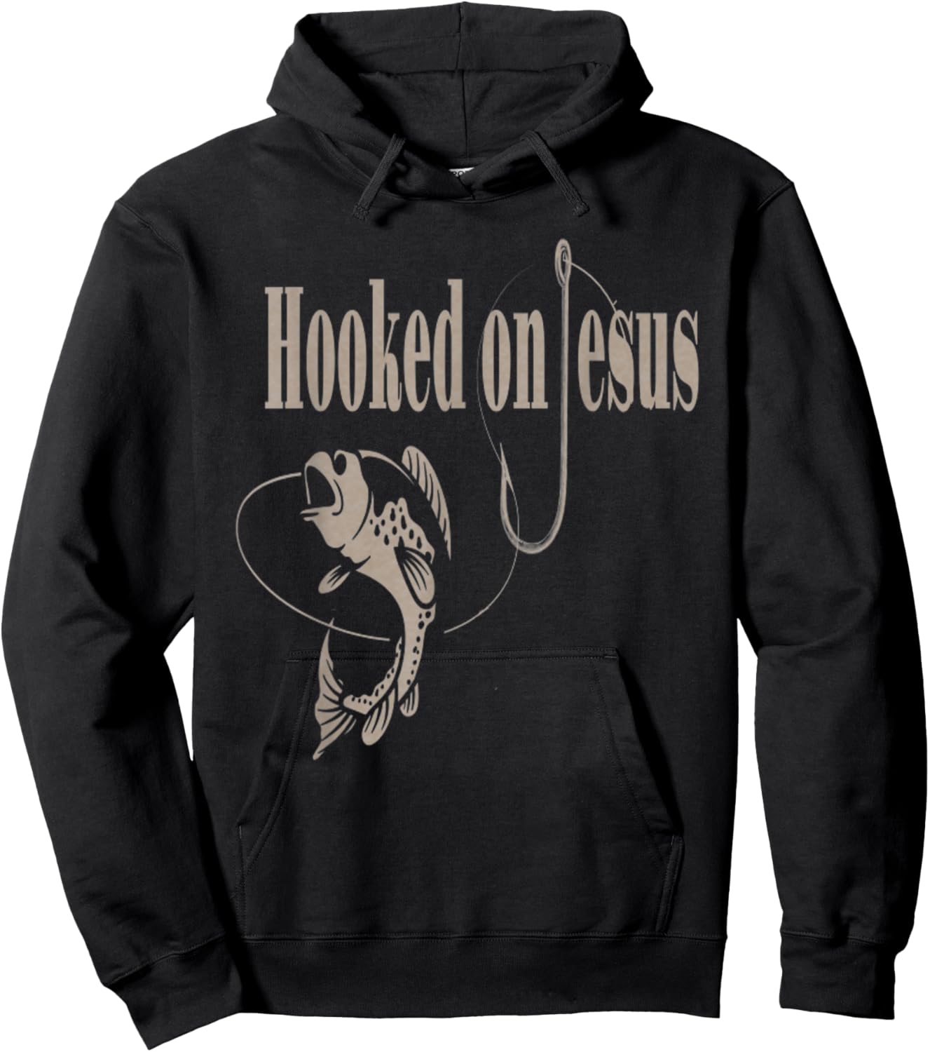 Fishing Camping Christian VBS Funny Vintage Hooked On Jesus Hoodie - Hoodie | Black