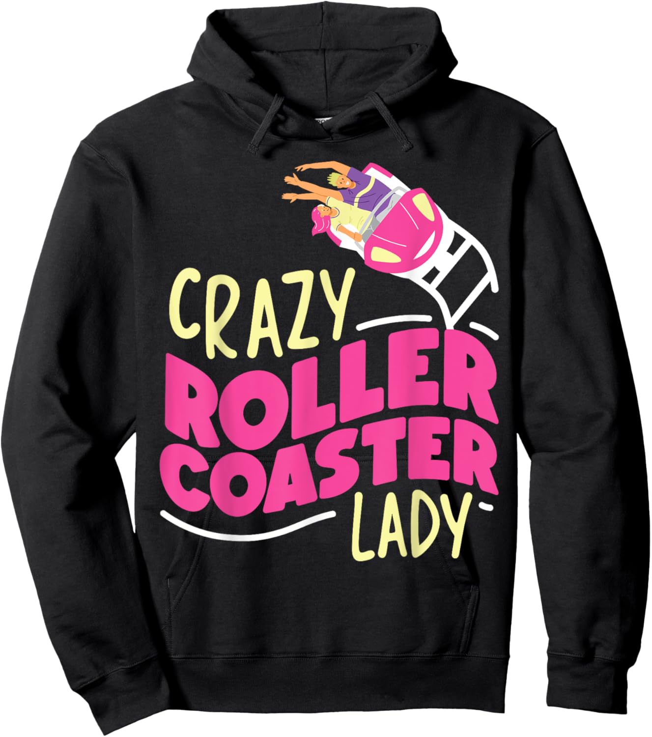 Roller Coaster Girl Crazy Roller Coaster Lady Hoodie - Hoodie | Black