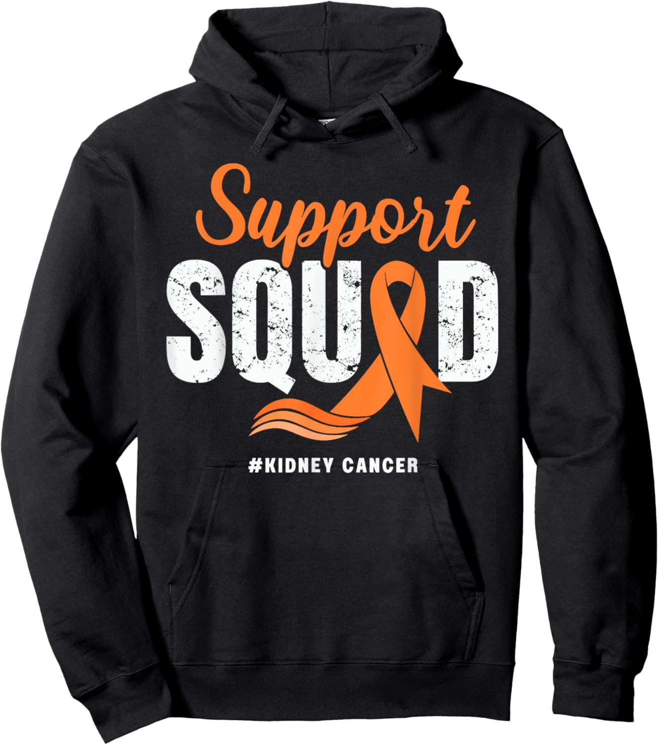Kidney Cancer Support Squad Orange Ribbon Cancer awareness Hoodie - Hoodie | Black