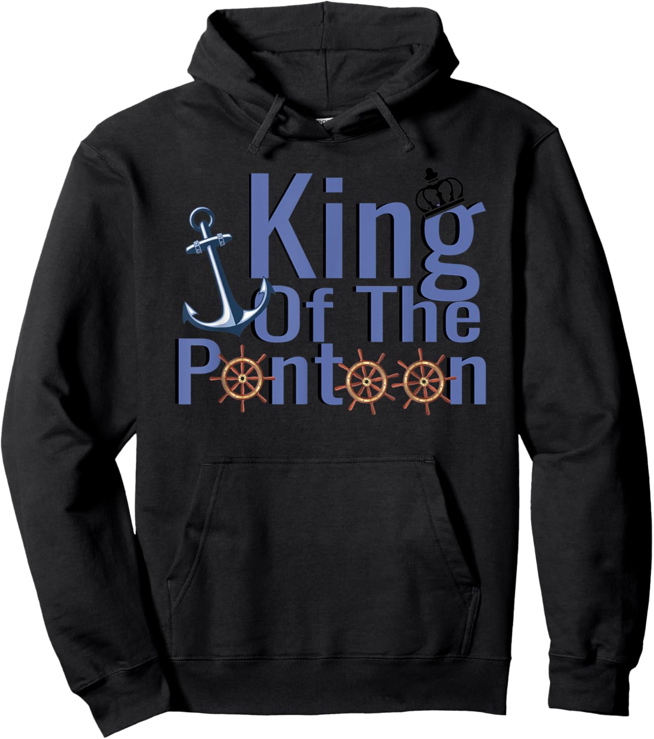 King Of The Pontoon Design Humor Boat Captain Design Hoodie - Hoodie | Black