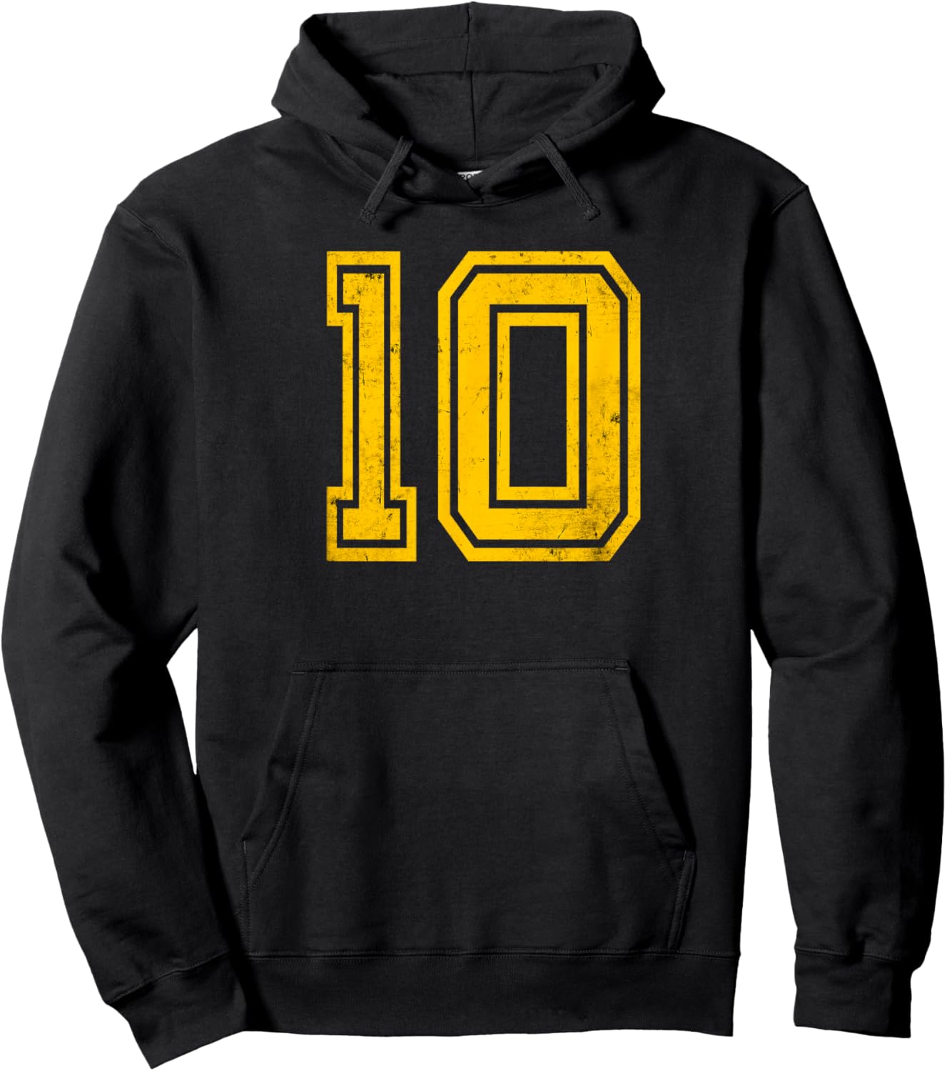 Number #10 Distressed Yellow Number Hoodie - Hoodie | Black