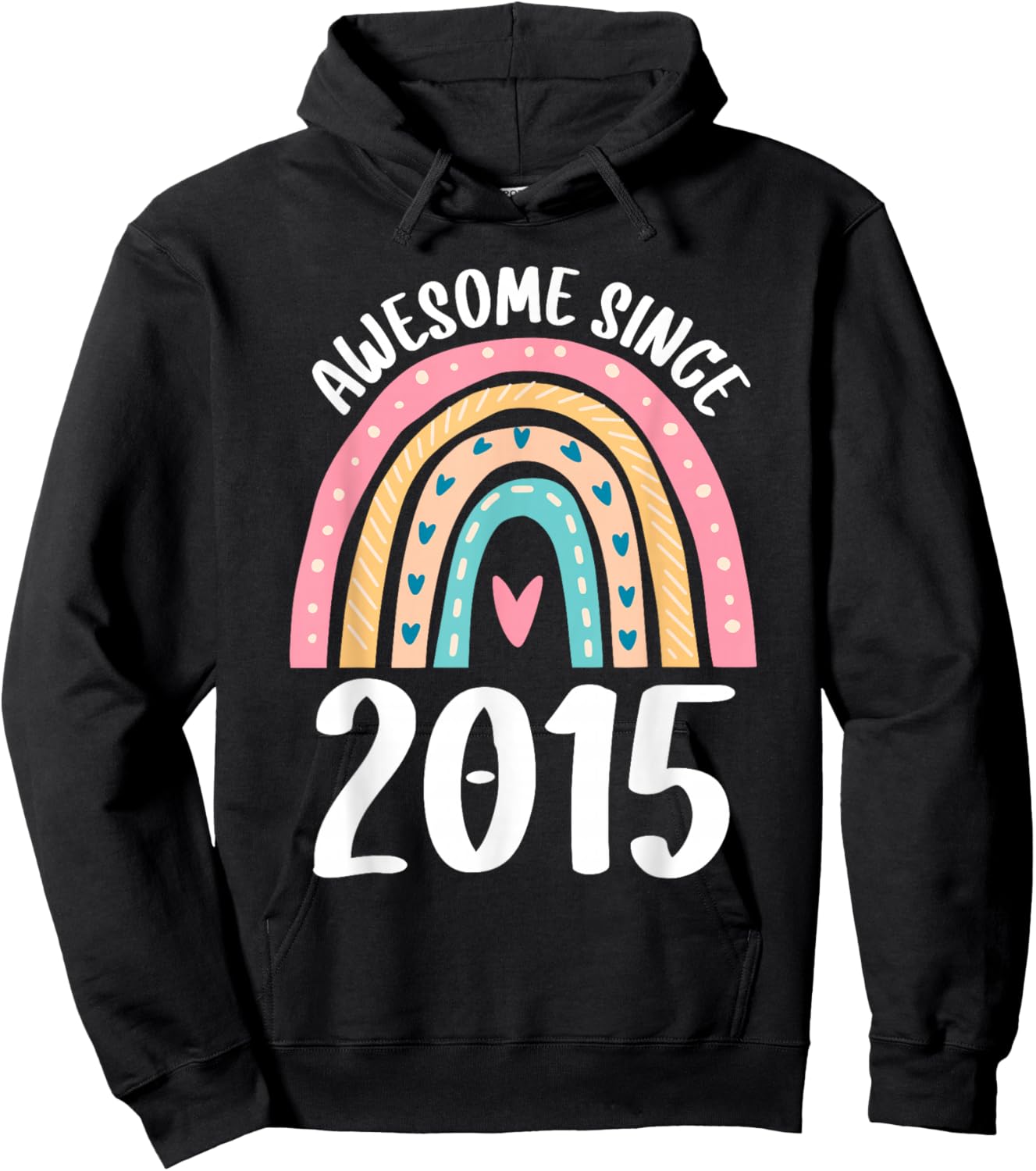 Awesome Since 2015 Rainbow Birthday for Girls Born in 2015 Hoodie - Hoodie | Black