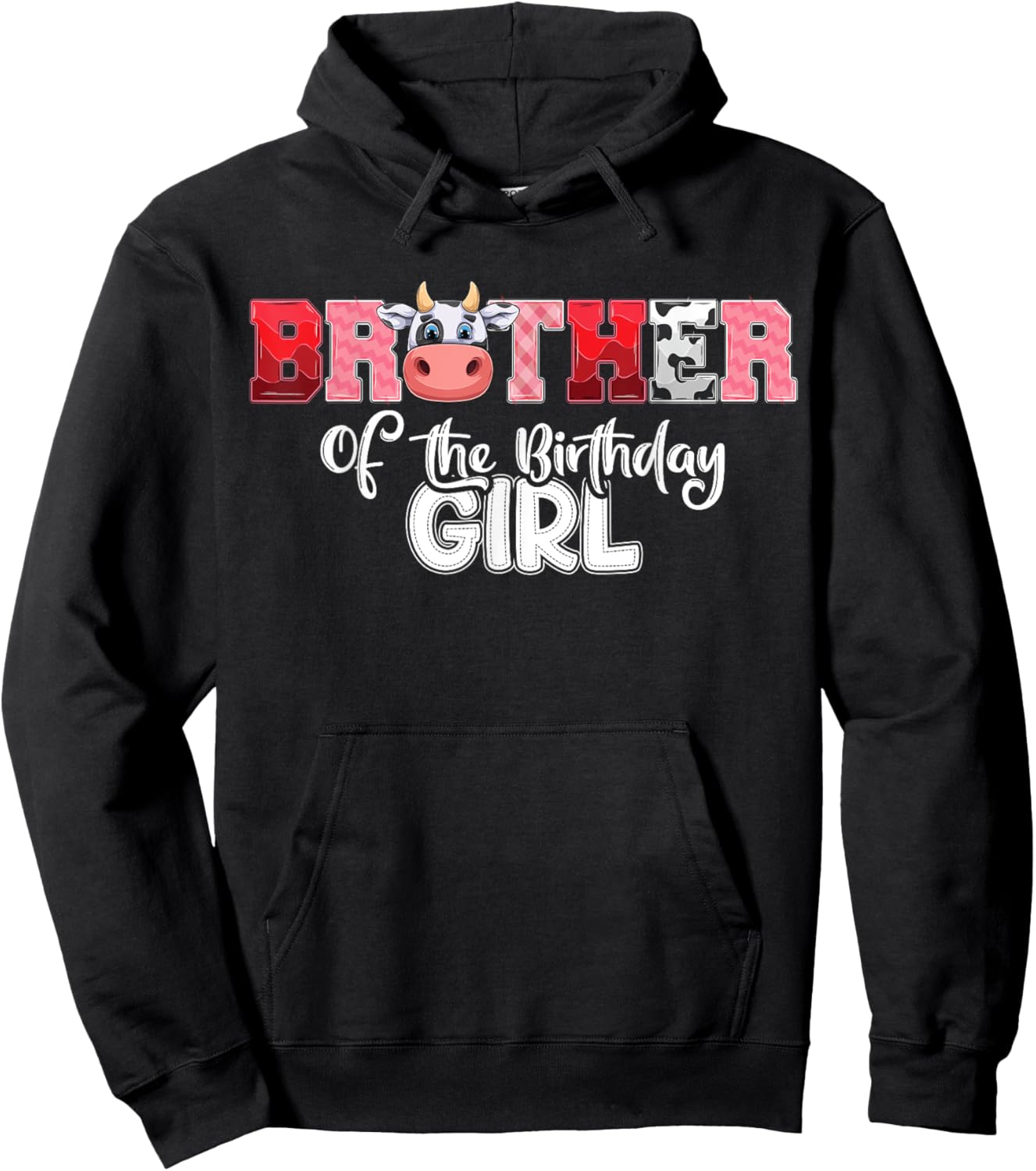 Brother of The Birthday Girl Cow Family Cow Farm Matching Hoodie - Hoodie | Black