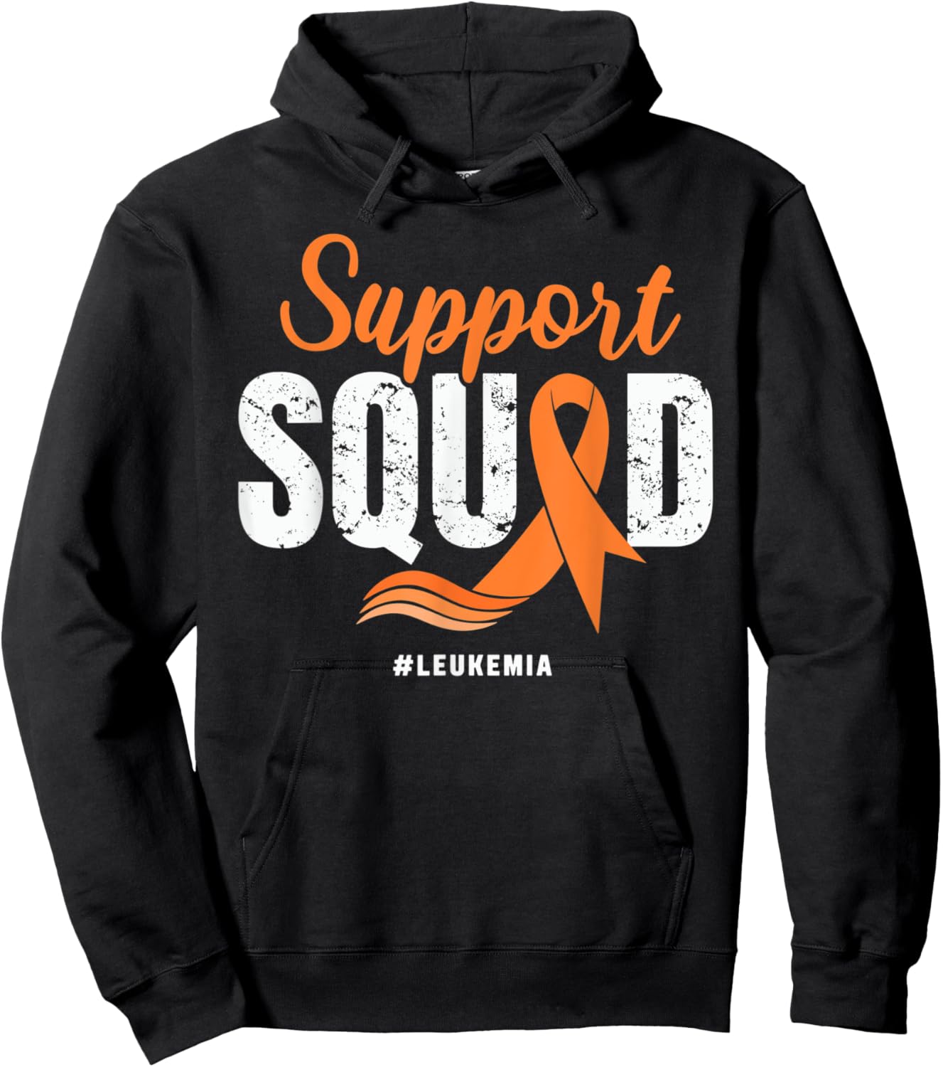 Leukemia Cancer Support Squad Orange Ribbon Cancer awareness Hoodie - Hoodie | Black