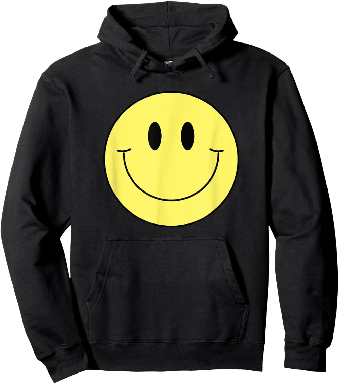70s Yellow Smile Face Cute Happy Peace Smiling Face Hoodie - Hoodie | Black