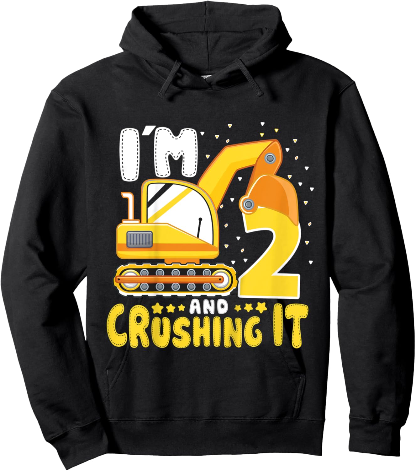 Kids I'M 2 AND CRUSHIN IT 2nd Birthday Boy 2 Year Old Excavator Hoodie - Hoodie | Black