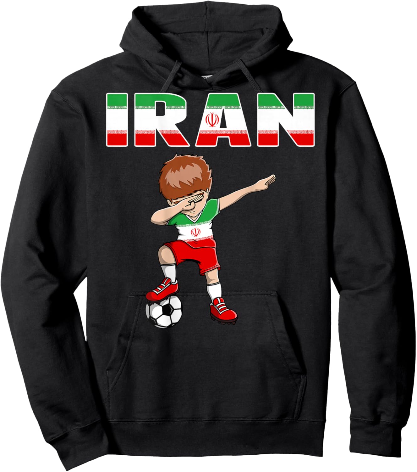 Dabbing Soccer Boy Iran Soccer Fans Jersey Iranian Football Hoodie - Hoodie | Black