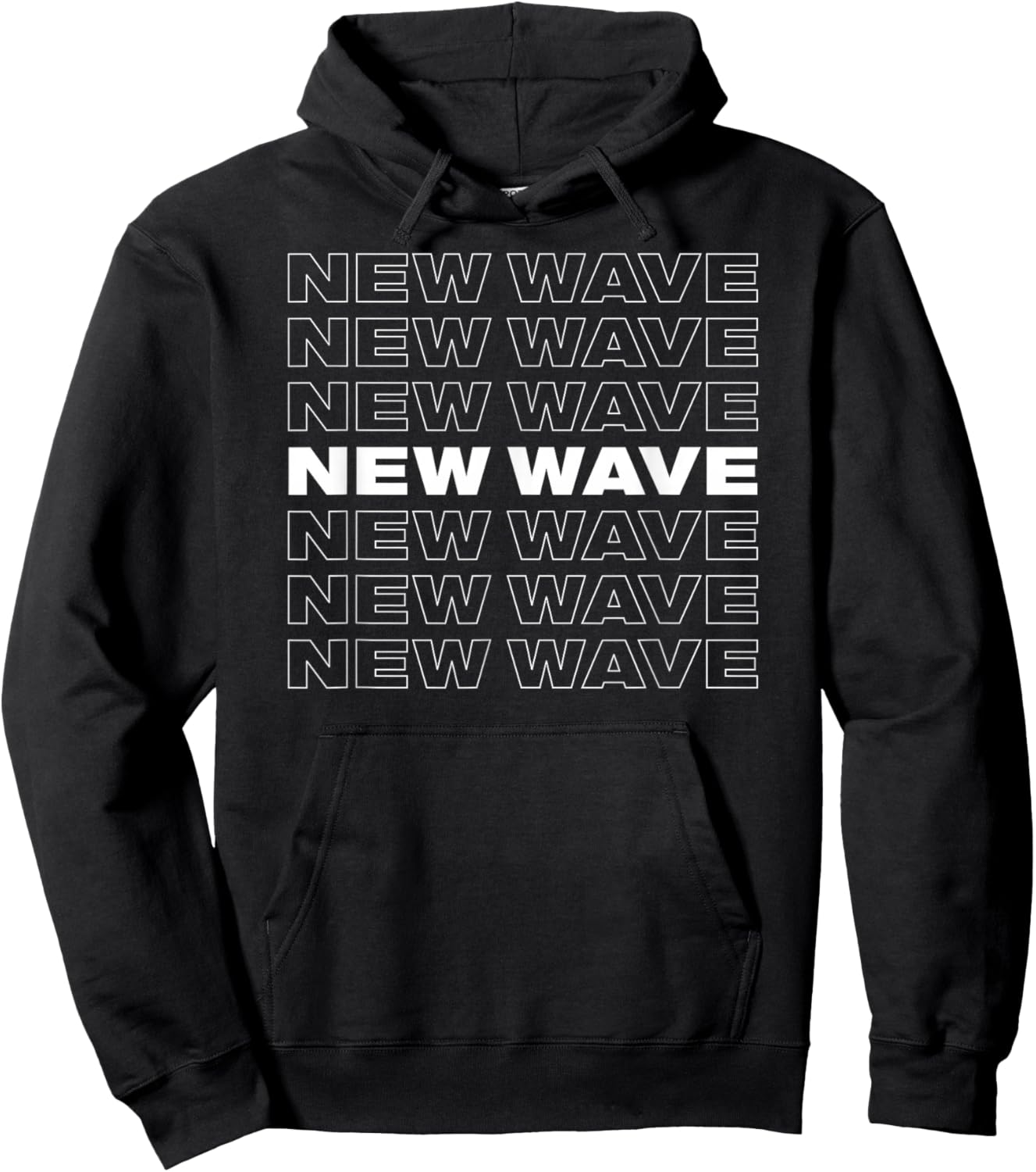 New Wave Retro Repeating Design Hoodie - Hoodie | Black