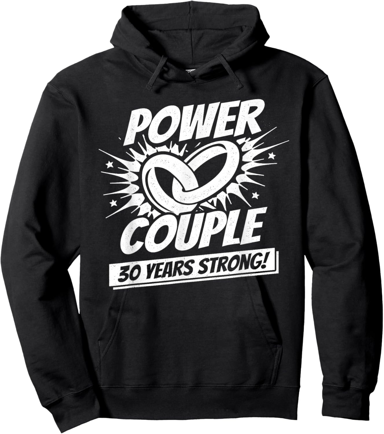 Married 30 Years - Power Couple - 30th Wedding Anniversary Hoodie - Hoodie | Black