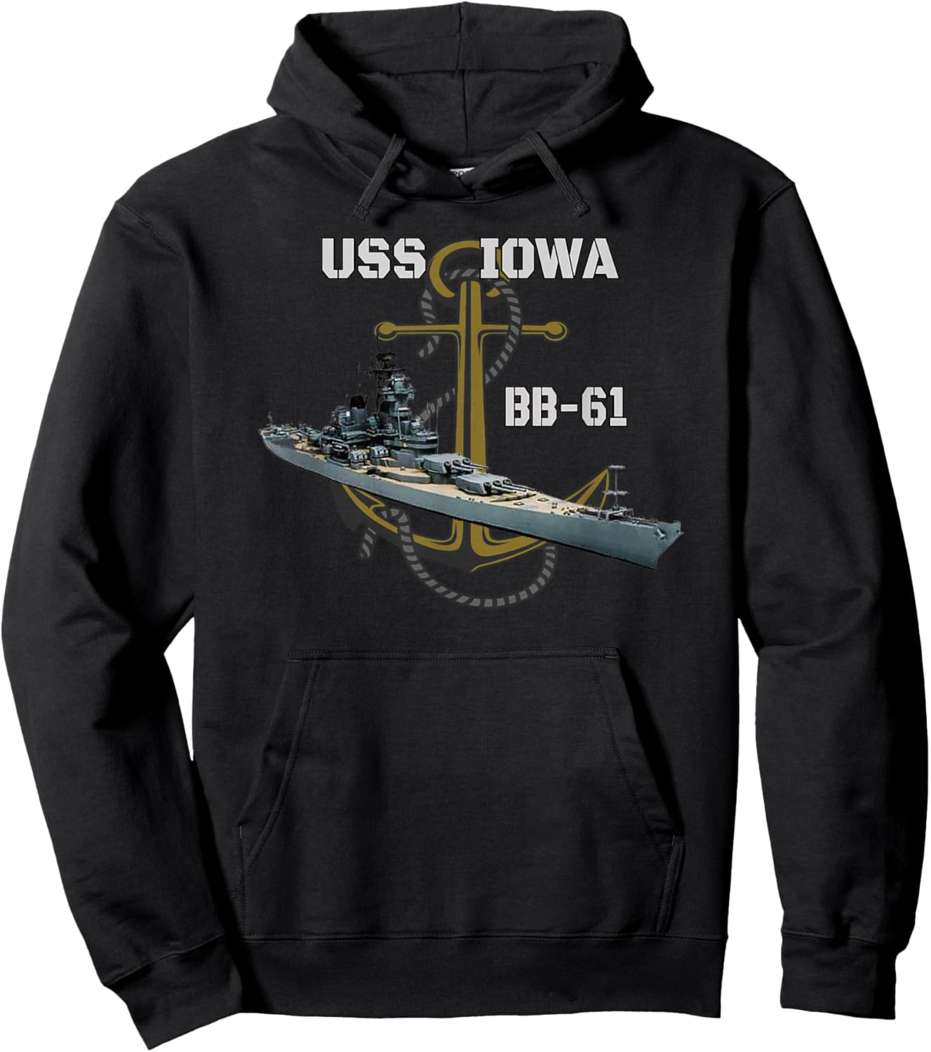 USS Iowa Battleship WW2 American Warship BB-61 Veterans Day Hoodie - Hoodie | Black