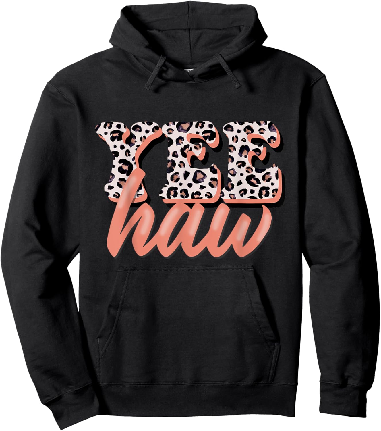 Yee Haw Howdy Rodeo Country Leopard Yeehaw Southern Cowgirl Hoodie - Hoodie | Black