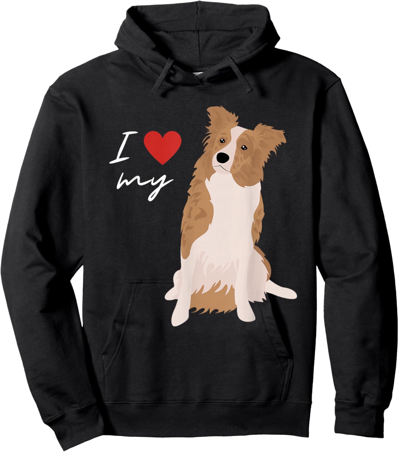 I Love My White & Red Merle Border Collie Dog Lover Men Women Kids Hoodie - Hoodie | Black