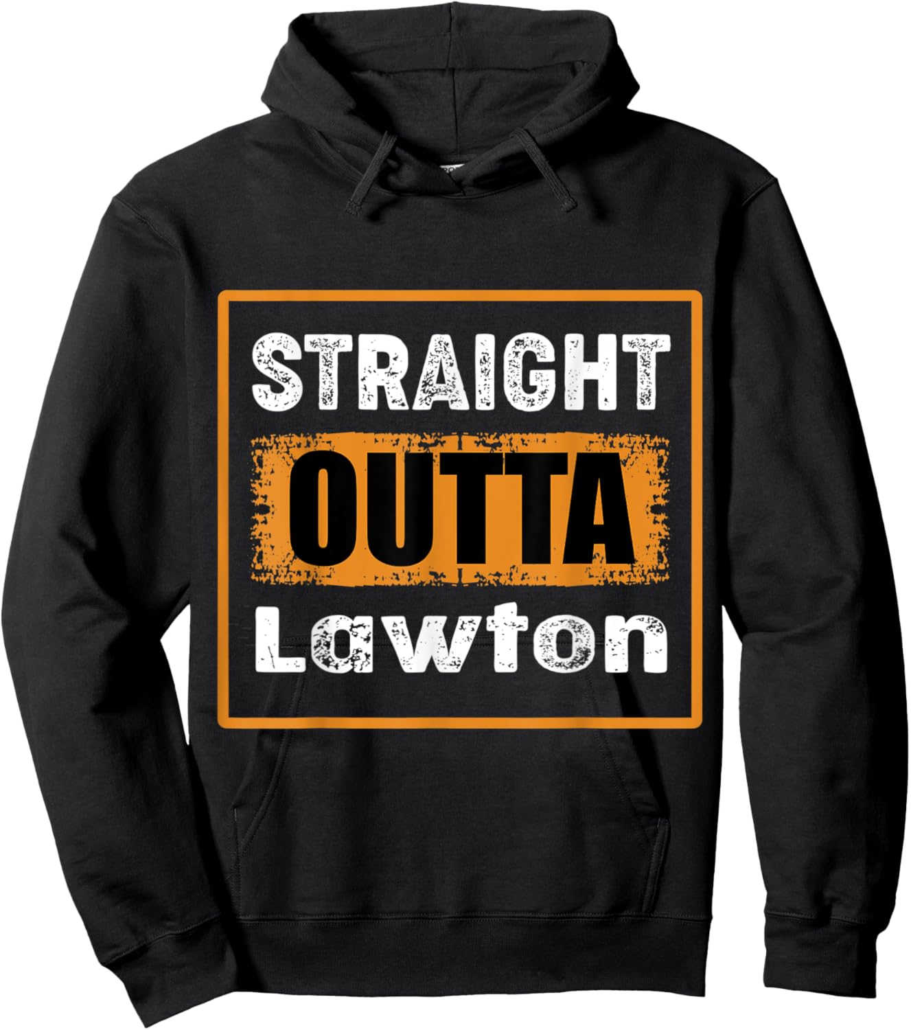 Straight Outta Lawton Oklahoma USA Retro Distressed Vintage Hoodie - Hoodie | Black
