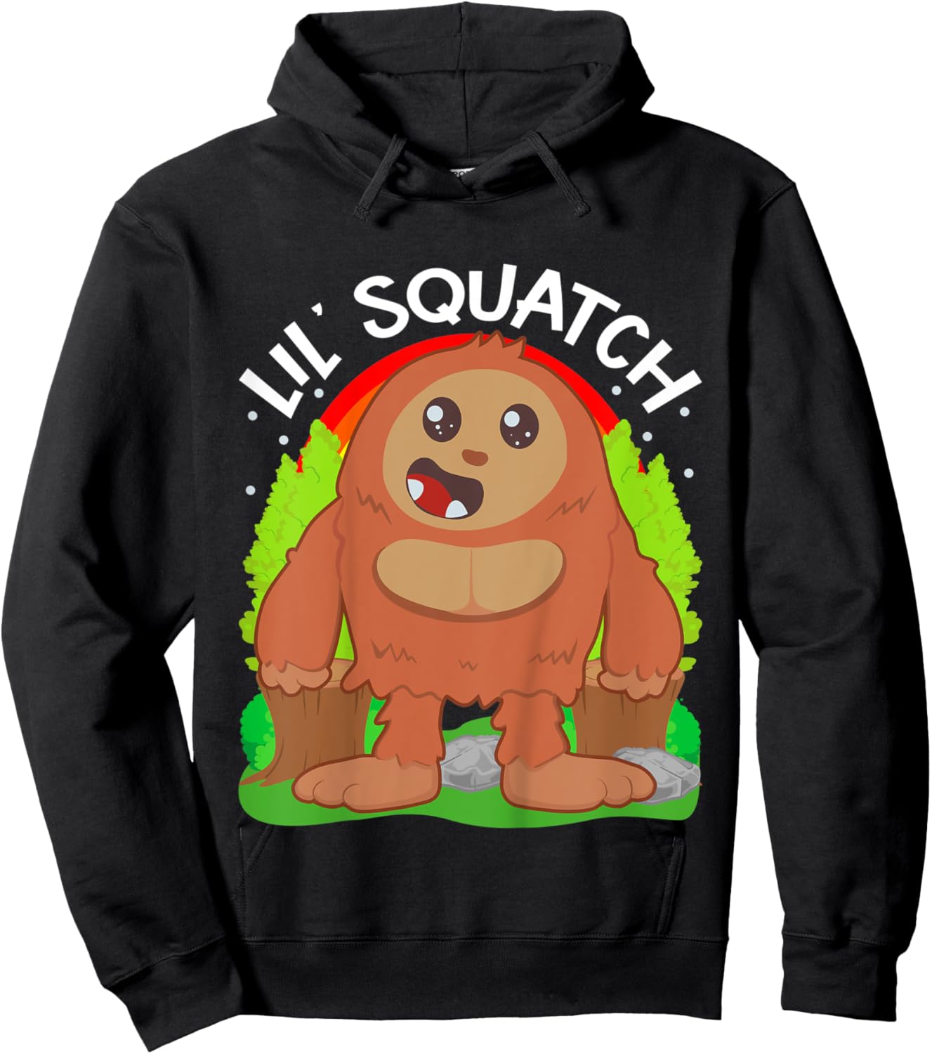 Kids Lil Squatch Cute Baby Bigfoot Boys Little Sasquatch Kids Boy Hoodie - Hoodie | Black