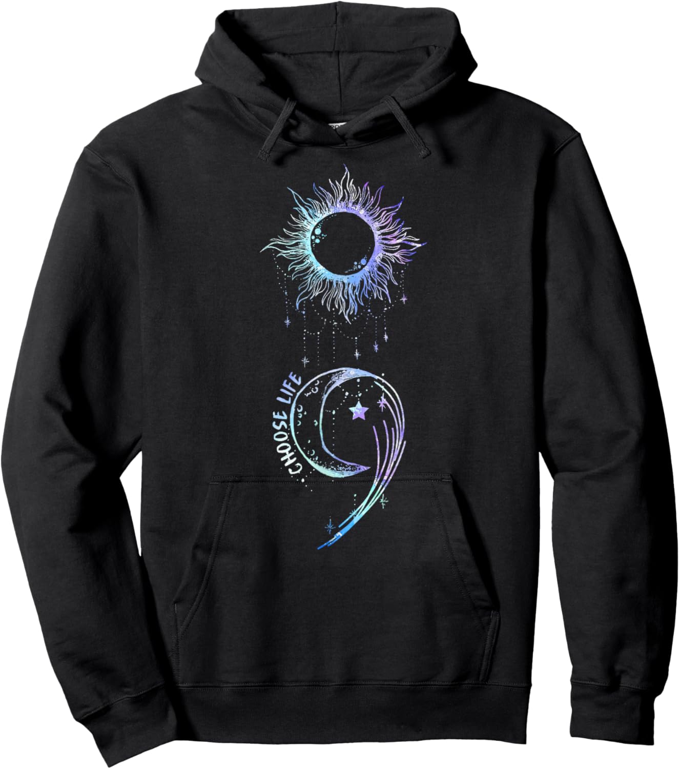 Suicide Prevention Awareness Choose Life Semicolon Gothic Hoodie - Hoodie | Black