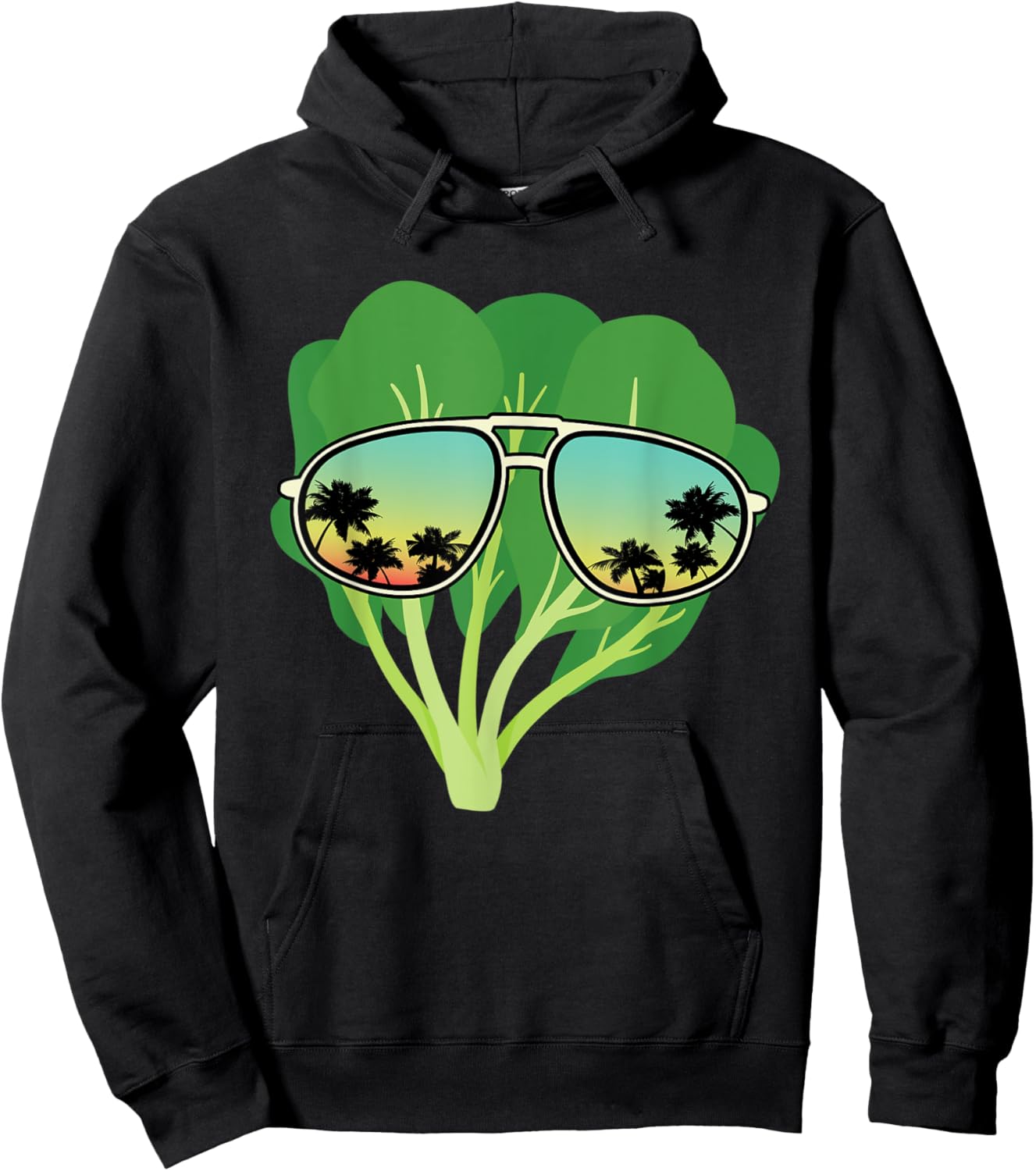 Funny Spinach With Sunglasses Outfit Love Healthy Food Hoodie - Hoodie | Black