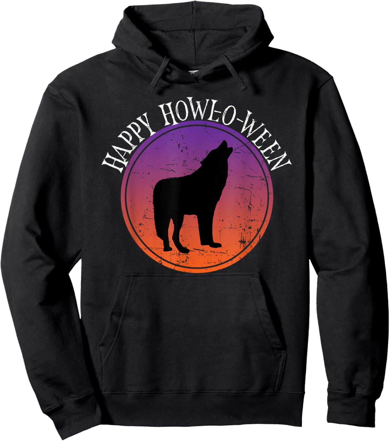 Funny Wolf Howl Halloween Pun - Happy Howl-o-ween Hoodie - Hoodie | Black
