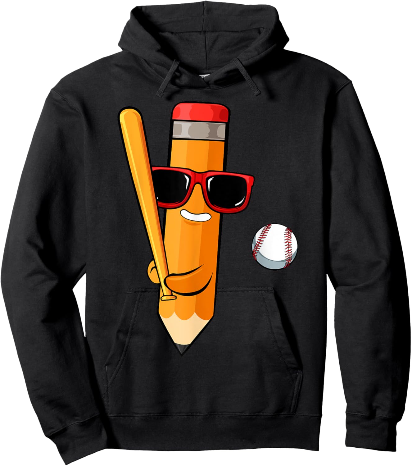 Baseball Player Pencil Back To School Cute Sport Students Hoodie - Hoodie | Black