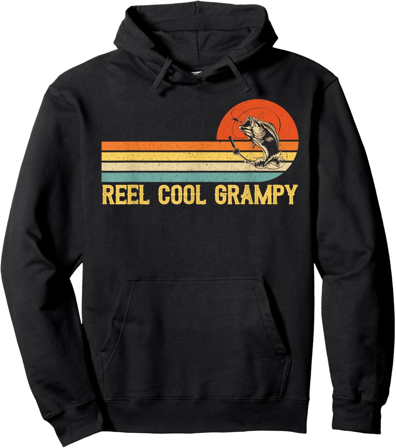 Reel Cool Grampy Fishing Shirt Funny Fish Vintage Hoodie - Hoodie | Black