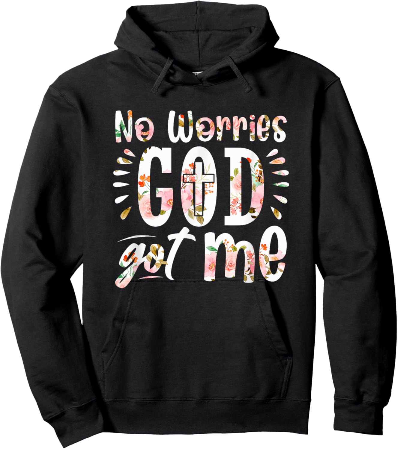 No Worries, God-Got Me African American Christian Hoodie - Hoodie | Black