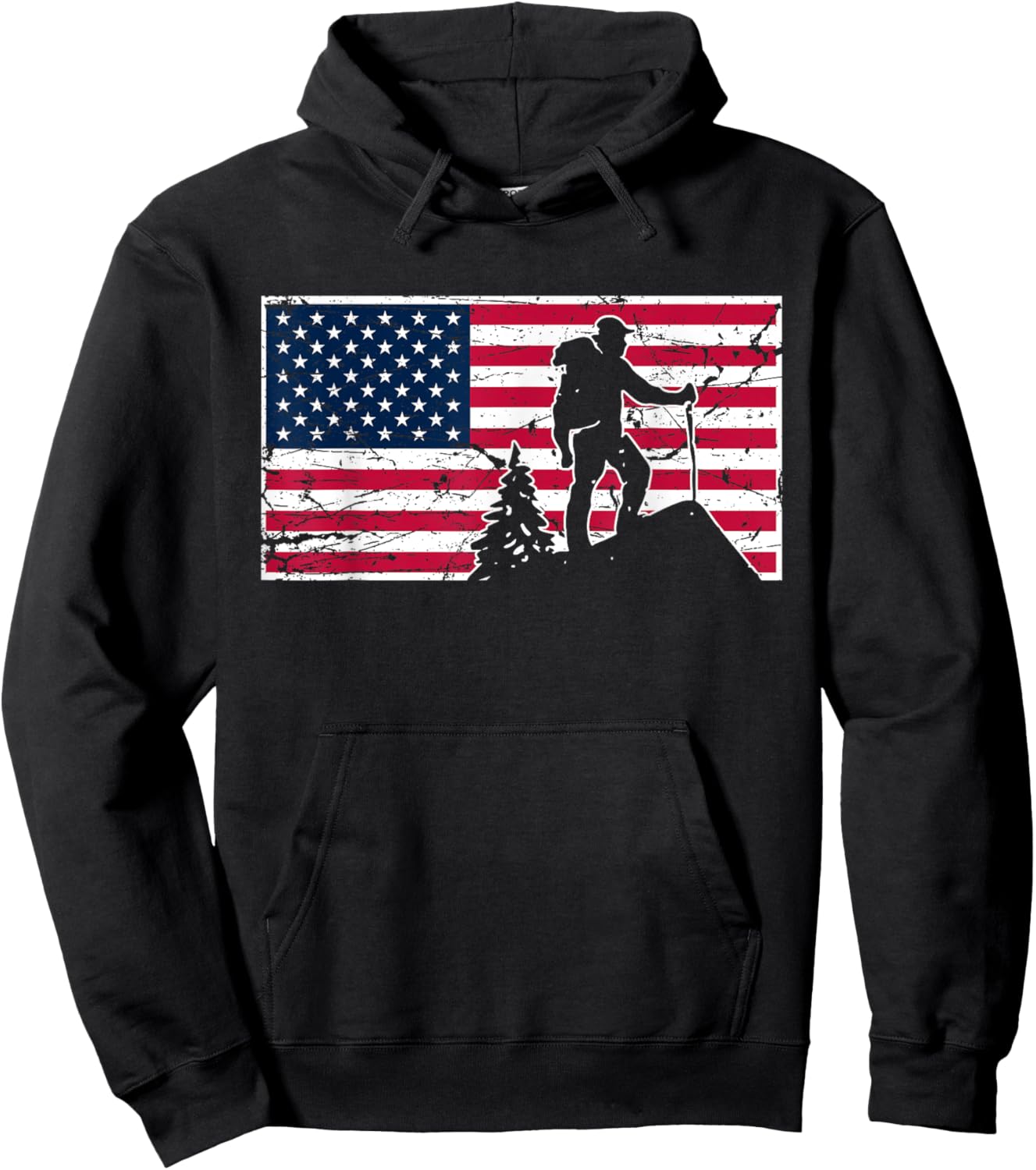 Hiking American Flag 2023 July 4th Design For Hikers Hoodie - Hoodie | Black