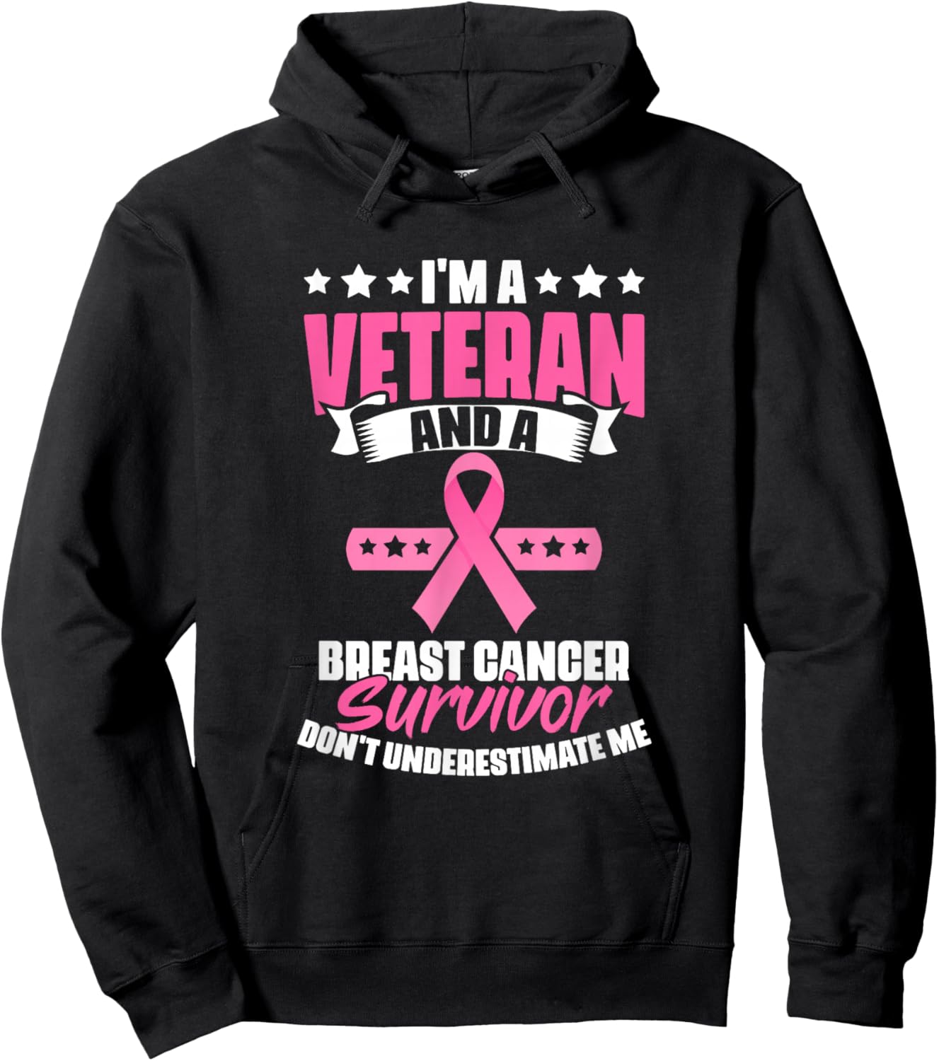 Veteran And Breast Cancer Survivor Breast Cancer Awareness Hoodie - Hoodie | Black
