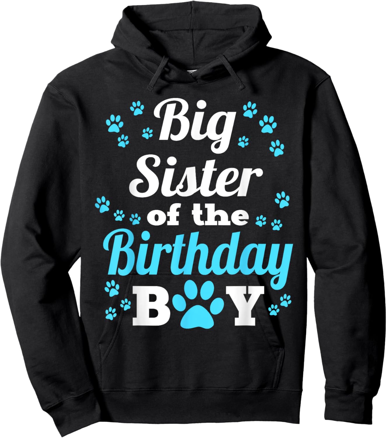 Big Sister Of The Birthday Boy Dog Paw Bday Party Hoodie - Hoodie | Black